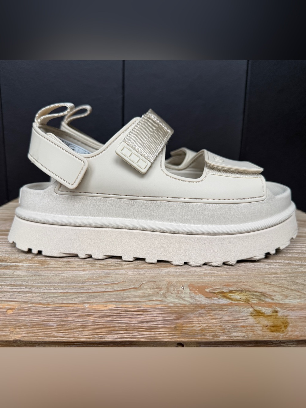 UGG Cream Platform Sandals with Adjustable Straps - Picture 3 of 14